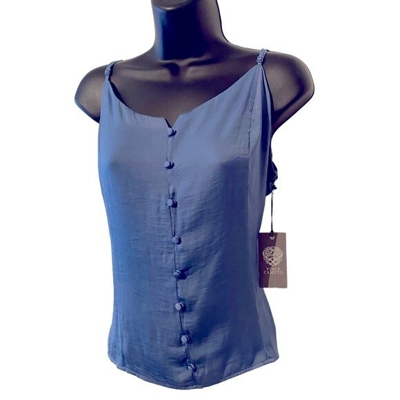 Vince Camuto Summer oasis dusty blue tank spaghetti straps silky look Lg. - Picture 1 of 9